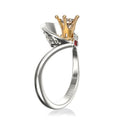 Two Tone Crown Cubic Zirconia Women's Wedding Ring With Fashion Queen Shawl Design view 1