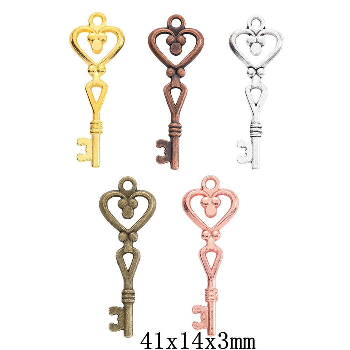 Zinc Alloy Key Charm Pendant No.046323 for DIY Necklace Bracelet Jewelry Making