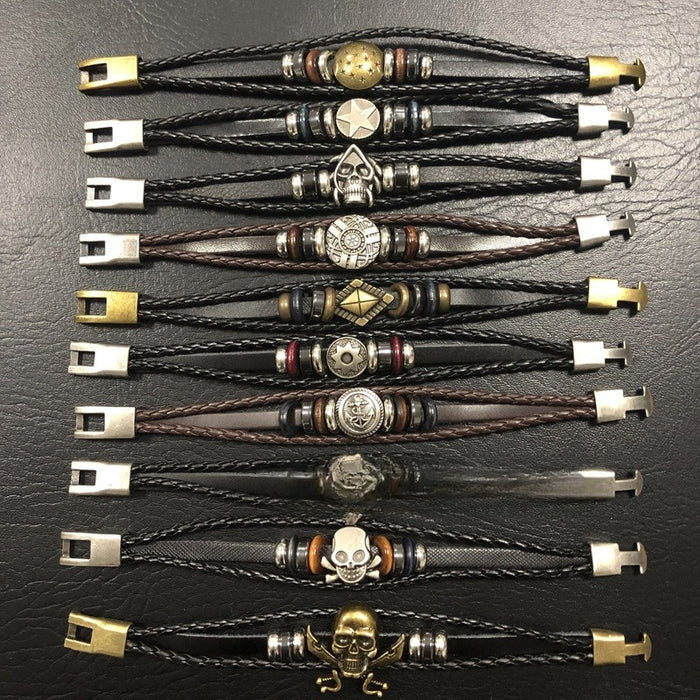 Personalized Genuine Leather Beaded Braided Bracelet For Students Mixed Jewelry Supply