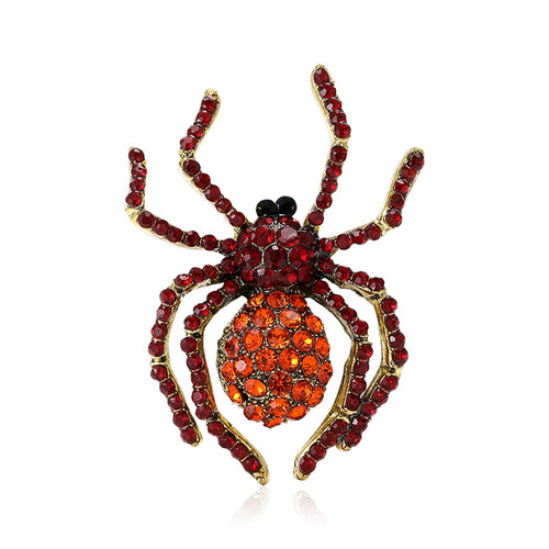 Vintage Alloy Rhinestone Spider Brooch Pin For Halloween Suit Decoration