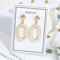 Elegant Korean Geometric Hollow Round Star Pearl Rhinestone Alloy Stud Drop Statement Earrings view 2