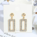 Elegant Korean Geometric Hollow Round Star Pearl Rhinestone Alloy Stud Drop Statement Earrings view 3