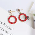 Elegant Korean Geometric Hollow Round Star Pearl Rhinestone Alloy Stud Drop Statement Earrings view 4