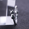 Cute Cat Open Ring, Korean Style Creative Adjustable Kitten Women's Finger Ring Jewelry view 2