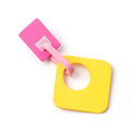 Candy Color Contrast Spliced Geometric Rectangle Square Matte Acrylic Statement Dangle Earrings view 3