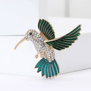 Alloy Enamel Rhinestone Hummingbird Brooch Pin For Women's Suits
