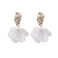 Elegant Iridescent Cracked Shell Flower Drop Alloy 925 Silver Pin Fresh Statement Earrings view 5