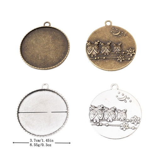 35mm Zinc Alloy Owl Charm Pendant for DIY Necklace Bracelet Jewelry Making
