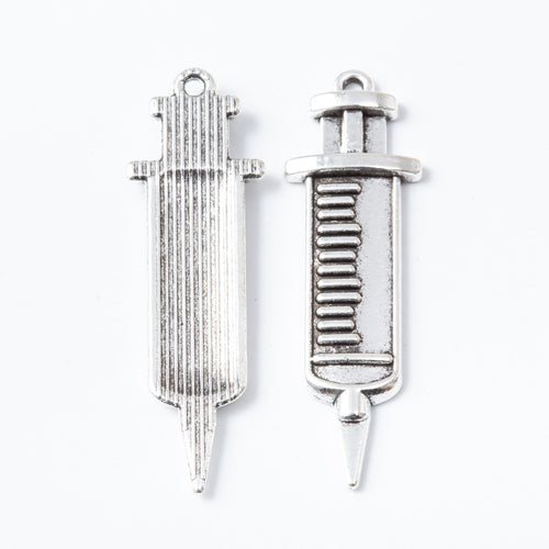 Zinc Alloy Medical Syringe Charm Pendant for DIY Necklace Bracelet Jewelry Making