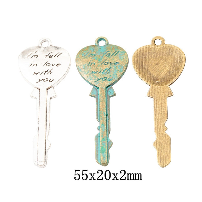 Zinc Alloy Key Charm Pendant No.035936 for DIY Necklace Bracelet Jewelry Making