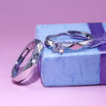 Korean Style Couple Open Ring Set, Platinum Plated His Queen Her King Engraved Rings view 3