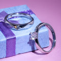 Korean Style Couple Open Ring Set, Platinum Plated His Queen Her King Engraved Rings view 2