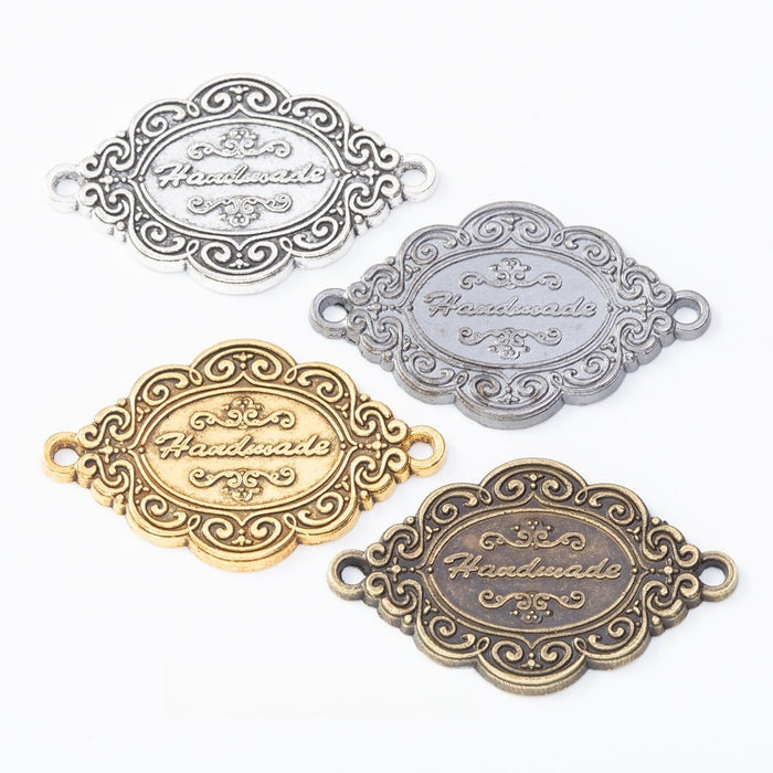 Zinc Alloy Two Hole Tag Charm Pendant for DIY Necklace Bracelet Jewelry Making