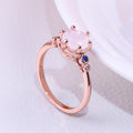Micro Pave Frosted Zircon Ring, European Opal Rose Gold Women's Engagement Finger Ring view 3