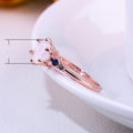 Micro Pave Frosted Zircon Ring, European Opal Rose Gold Women's Engagement Finger Ring view 5