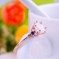 Micro Pave Frosted Zircon Ring, European Opal Rose Gold Women's Engagement Finger Ring view 4