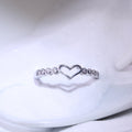 Korean Style Heart Copper Ring With Zircon Inlay, Fresh Women's Index Finger Jewelry view 4