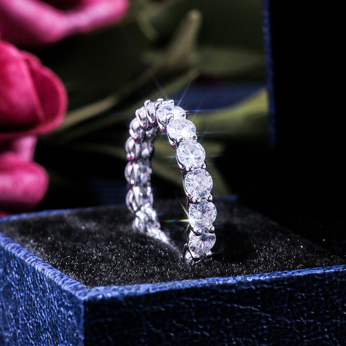Minimalist Round Full Zircon Eternity Ring For Women, Creative Fashion Finger Jewelry