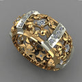 European Two Tone Plated Hollow Floral Zircon Ring, Fashion Jewelry Accessories For Women view 1