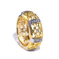 European Two Tone Plated Hollow Floral Zircon Ring, Fashion Jewelry Accessories For Women view 6
