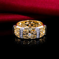 European Two Tone Plated Hollow Floral Zircon Ring, Fashion Jewelry Accessories For Women view 4