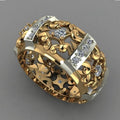 European Two Tone Plated Hollow Floral Zircon Ring, Fashion Jewelry Accessories For Women view 5