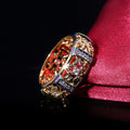 European Two Tone Plated Hollow Floral Zircon Ring, Fashion Jewelry Accessories For Women view 3