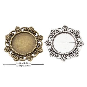 15mm Zinc Alloy Round Bezel Charm Pendant for DIY Necklace Bracelet Jewelry Making