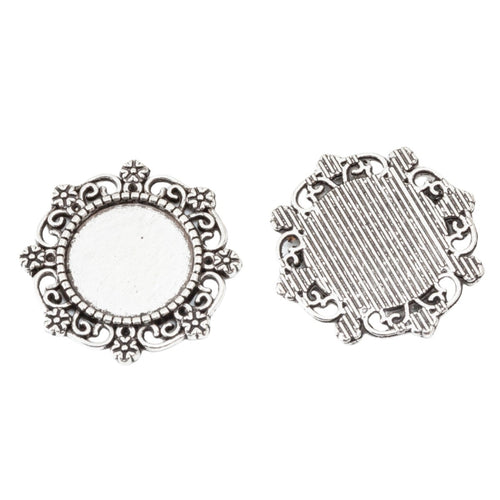 15mm Zinc Alloy Round Bezel Charm Pendant for DIY Necklace Bracelet Jewelry Making