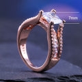 Rose Gold Plated Copper Full Pave Zircon Ring Luxury European American Women Finger Jewelry view 5