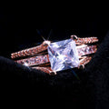 Rose Gold Plated Copper Full Pave Zircon Ring Luxury European American Women Finger Jewelry view 3