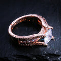Rose Gold Plated Copper Full Pave Zircon Ring Luxury European American Women Finger Jewelry view 2