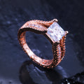 Rose Gold Plated Copper Full Pave Zircon Ring Luxury European American Women Finger Jewelry view 4