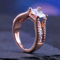 Rose Gold Plated Copper Full Pave Zircon Ring Luxury European American Women Finger Jewelry view 1
