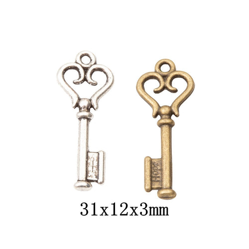 DIY Jewelry Findings Vintage Alloy Key Charm Pendant For Bracelet Necklace