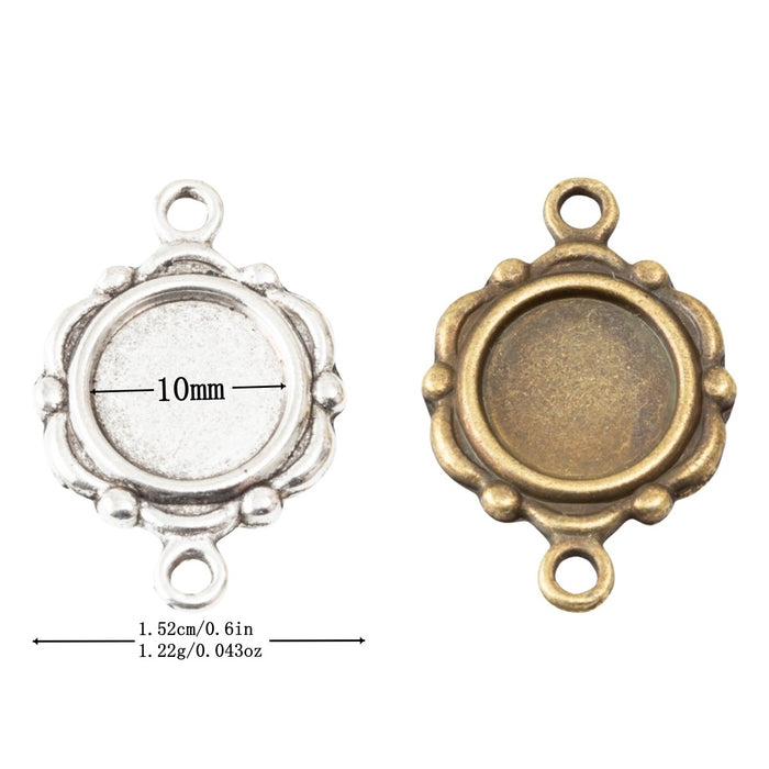 9mm Zinc Alloy Round Bezel Charm Pendant for DIY Necklace Bracelet Jewelry Making