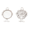 30mm Zinc Alloy Tree Bezel Charm Pendant for DIY Necklace Bracelet Jewelry Making view 2