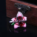 Pink Resin Rose Flower Ring Women's Fashion Copper Jewelry European Style In Stock view 3