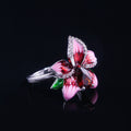Pink Resin Rose Flower Ring Women's Fashion Copper Jewelry European Style In Stock view 4