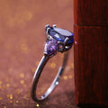Pear Shaped Teardrop Blue Purple Zircon Inlaid Ring, Creative Fashion Jewelry Accessory view 4