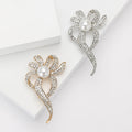 Alloy Rhinestone Pearl Flower Brooch Pin For Suit And Dress view 1