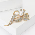 Alloy Rhinestone Pearl Flower Brooch Pin For Suit And Dress view 3