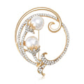 Alloy Rhinestone Pearl Flower Brooch Pin For Womens Clothing view 1