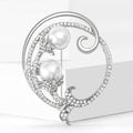 Alloy Rhinestone Pearl Flower Brooch Pin For Womens Clothing view 3