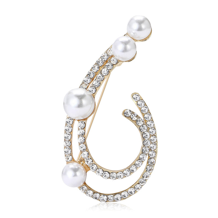 Alloy Pearl Rhinestone Brooch Pin For Women's Clothing Decoration