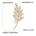 Alloy Pearl Rhinestone Leaf Brooch Pin For Women's Clothing Decoration view 4