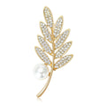 Alloy Pearl Rhinestone Leaf Brooch Pin For Women's Clothing Decoration view 1