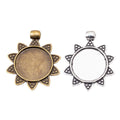 20mm Zinc Alloy Floral Round Tray Charm Pendant for DIY Necklace Bracelet Jewelry Making view 4