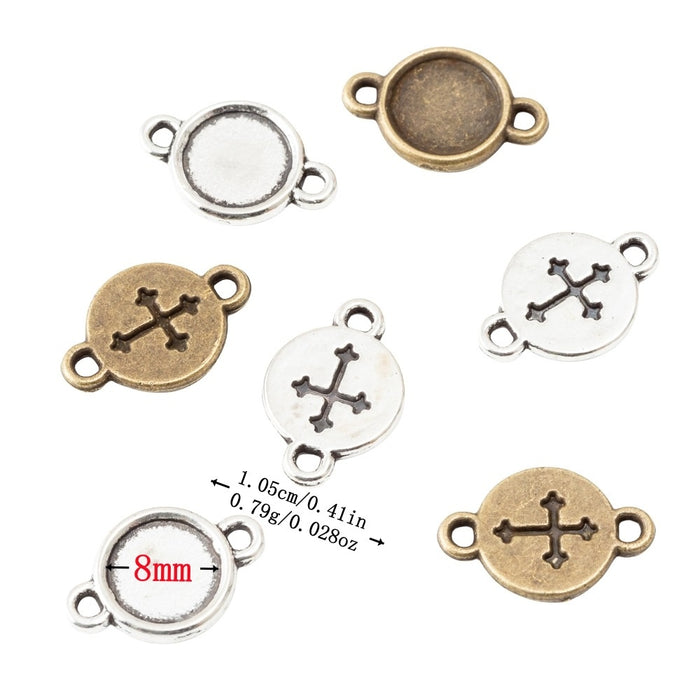 8mm Zinc Alloy Cross Charm Pendant for DIY Necklace Bracelet Jewelry Making