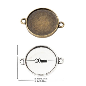 20mm Zinc Alloy Round Bezel Tray Charm Pendant No.682779 for DIY Necklace Bracelet Jewelry Making